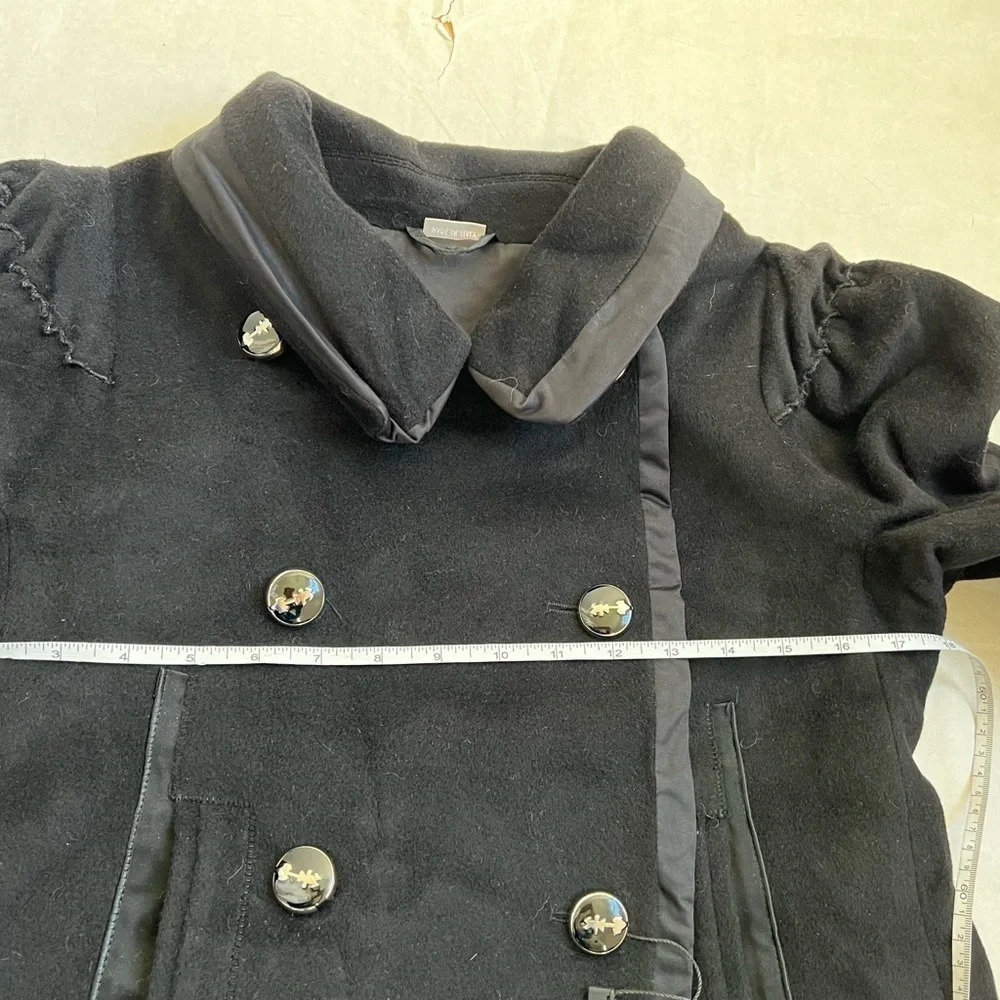 Marithe Francois Girbaud Angora Virgin Wool Double Breasted Black Coat Size 8 - Picture 6 of 10